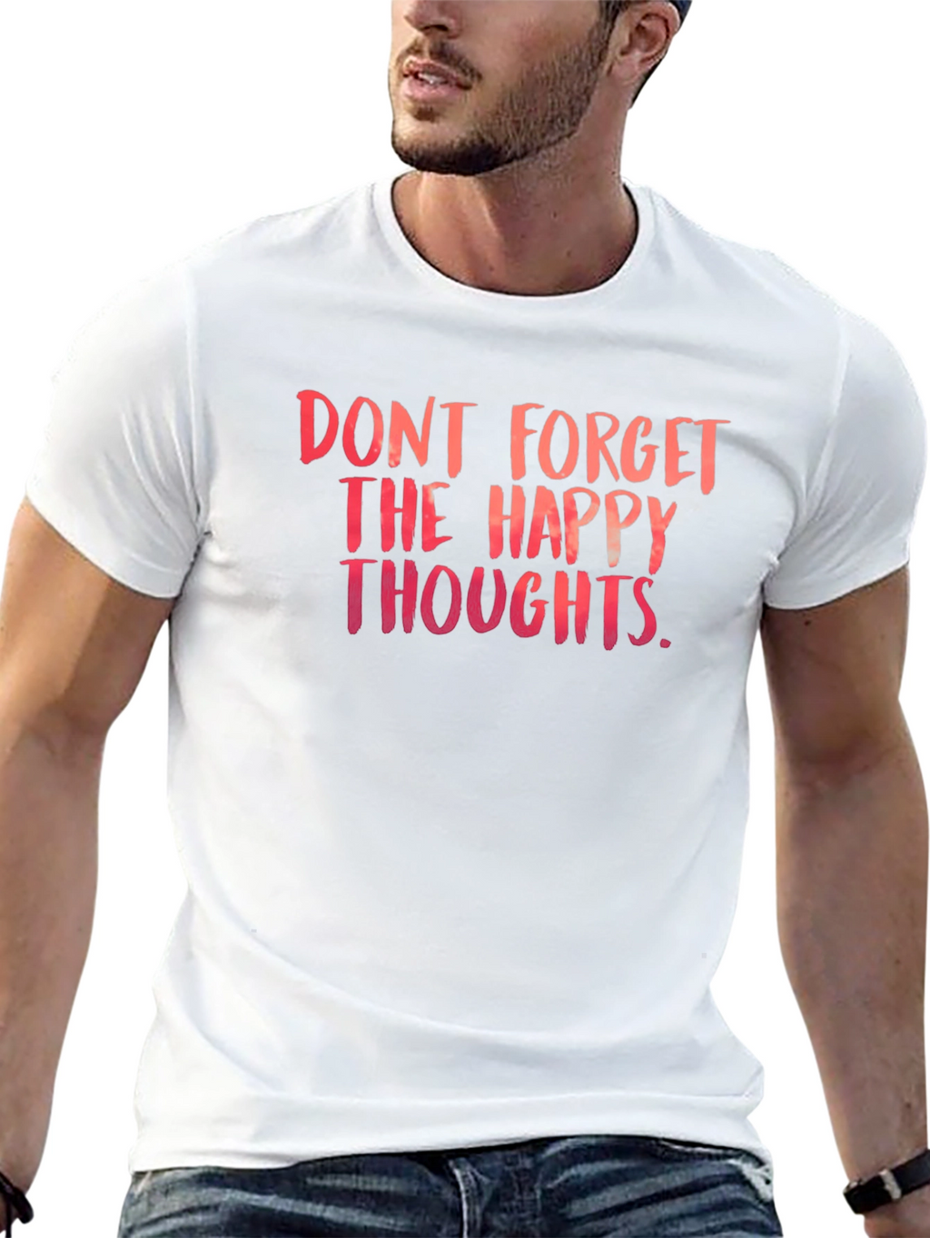Happy Thoughts T-Shirt - Black Crew Neck Tee