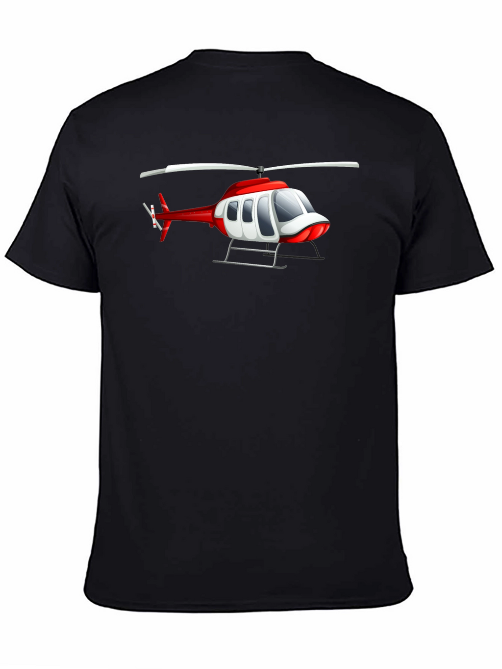Helicopter Graphic Tee - Black Crew Neck T-Shirt