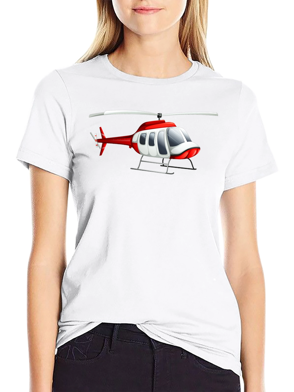 Helicopter Graphic Tee - Black Crew Neck T-Shirt