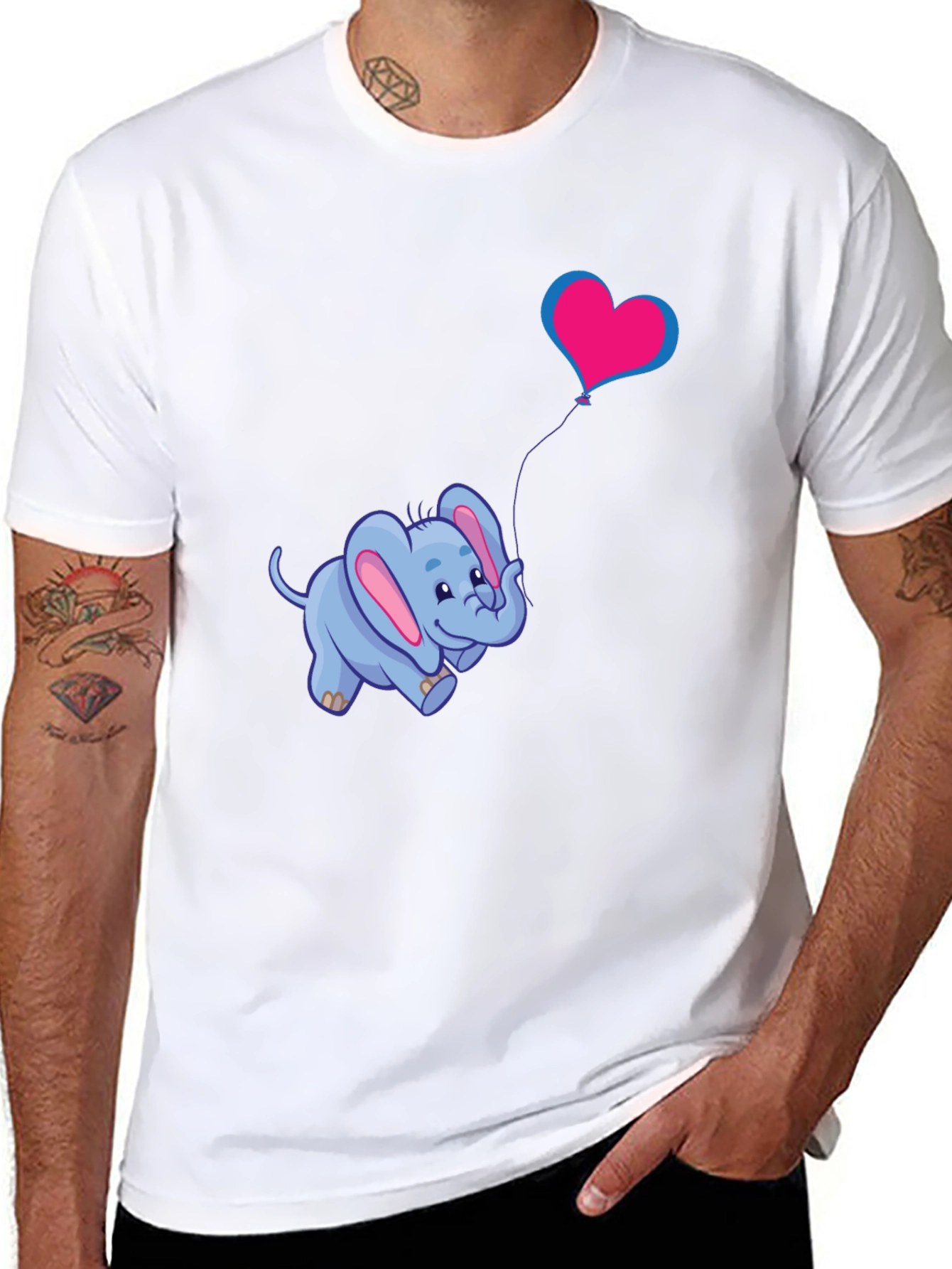 Cute Elephant Heart Balloon Graphic Tee
