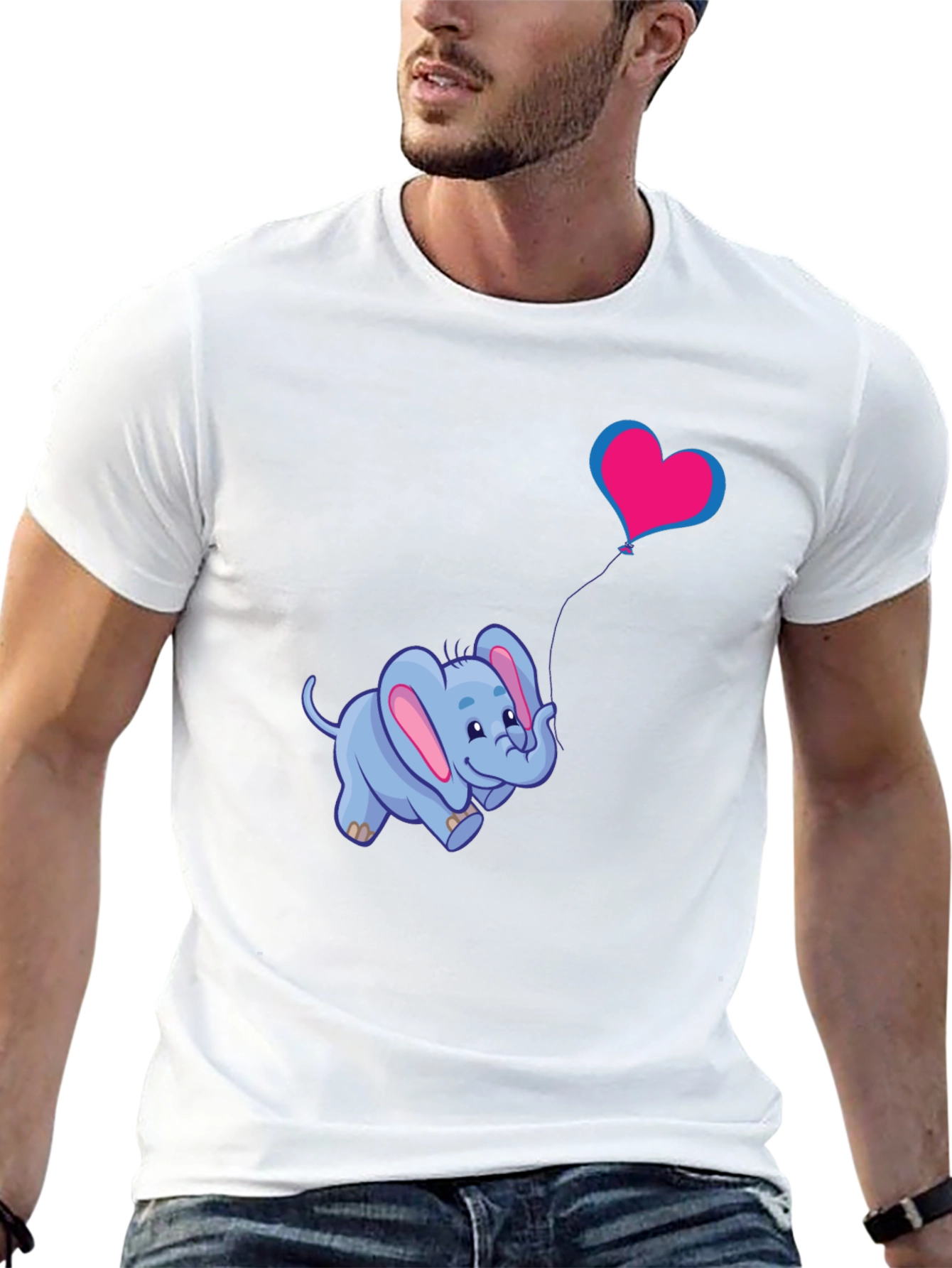 Cute Elephant Heart Balloon Graphic Tee