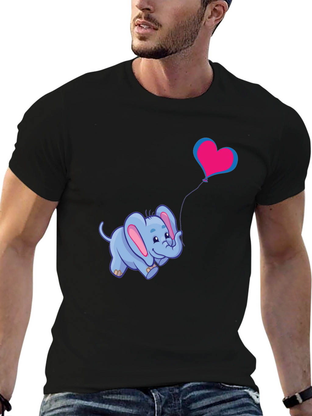 Cute Elephant Heart Balloon Graphic Tee