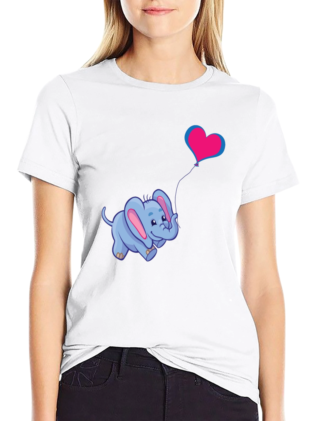 Cute Elephant Heart Balloon Graphic Tee