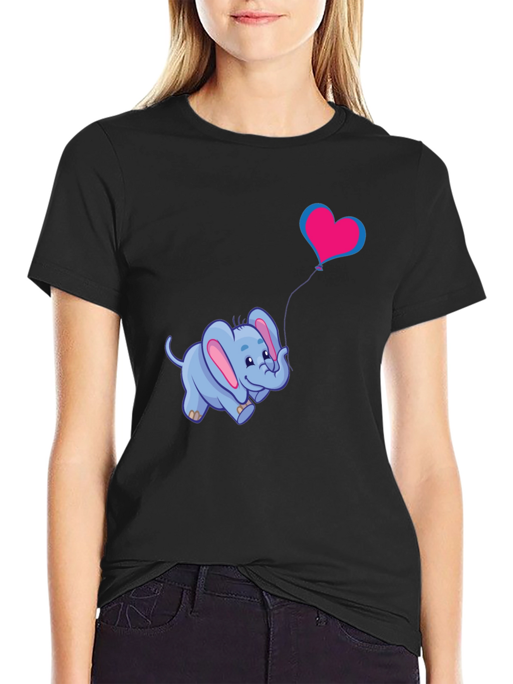 Cute Elephant Heart Balloon Graphic Tee