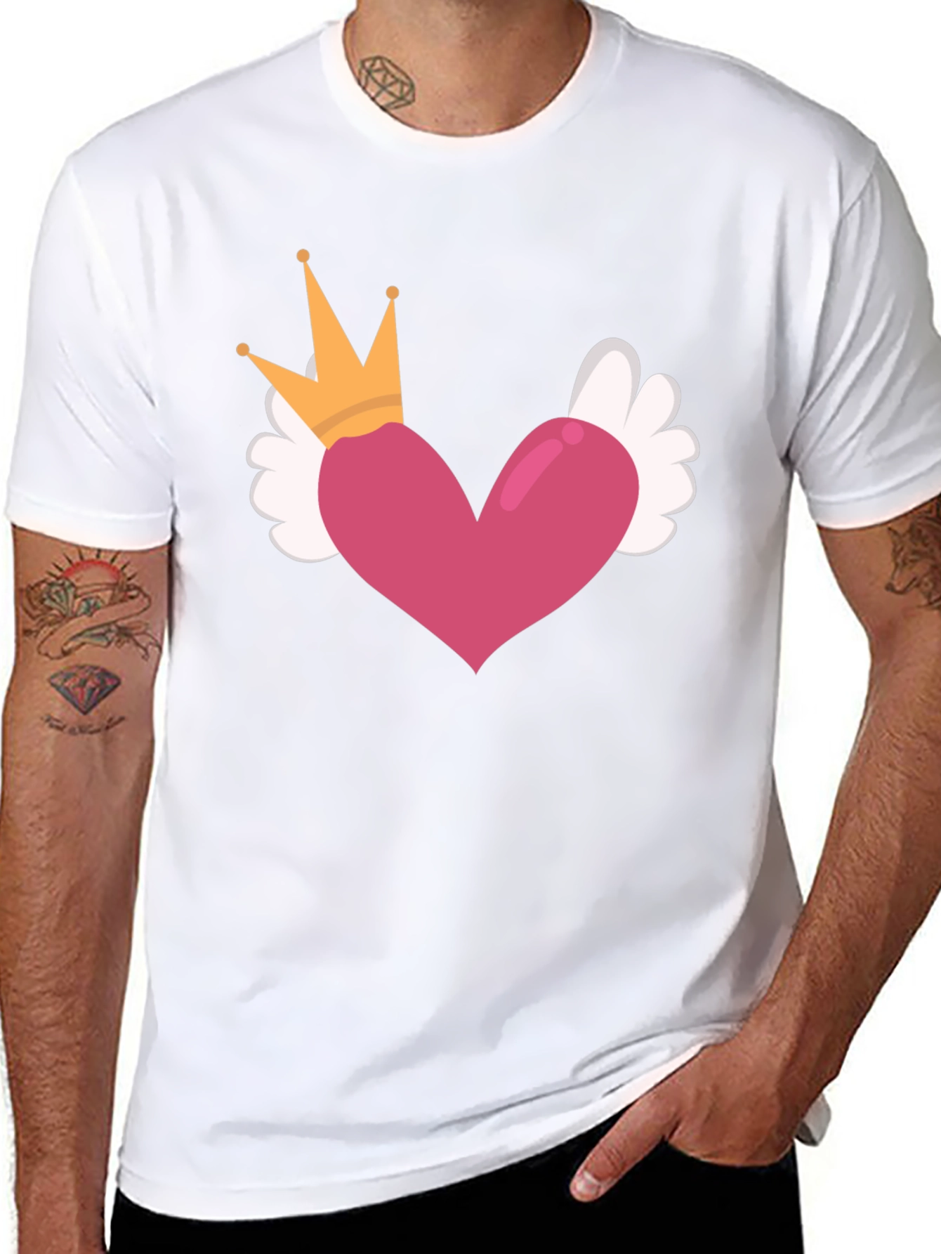 Heart Crown Wings Black T-Shirt