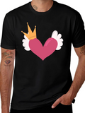 Heart Crown Wings Black T-Shirt