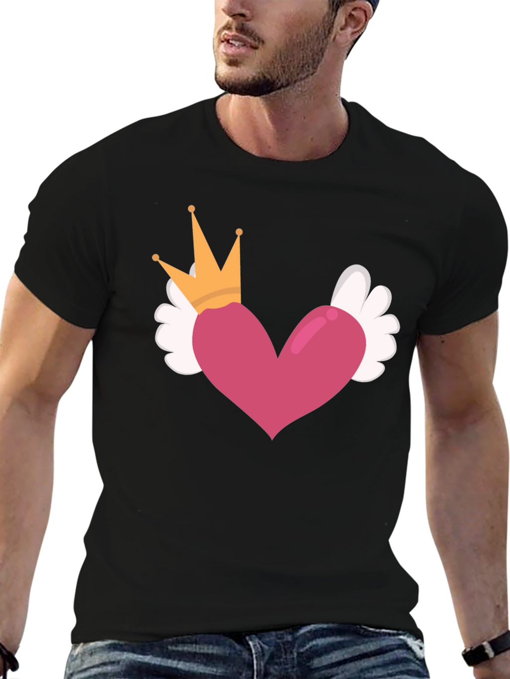 Heart Crown Wings Black T-Shirt
