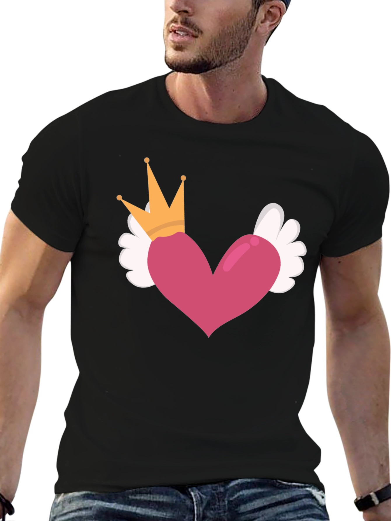 Heart Crown Wings Black T-Shirt