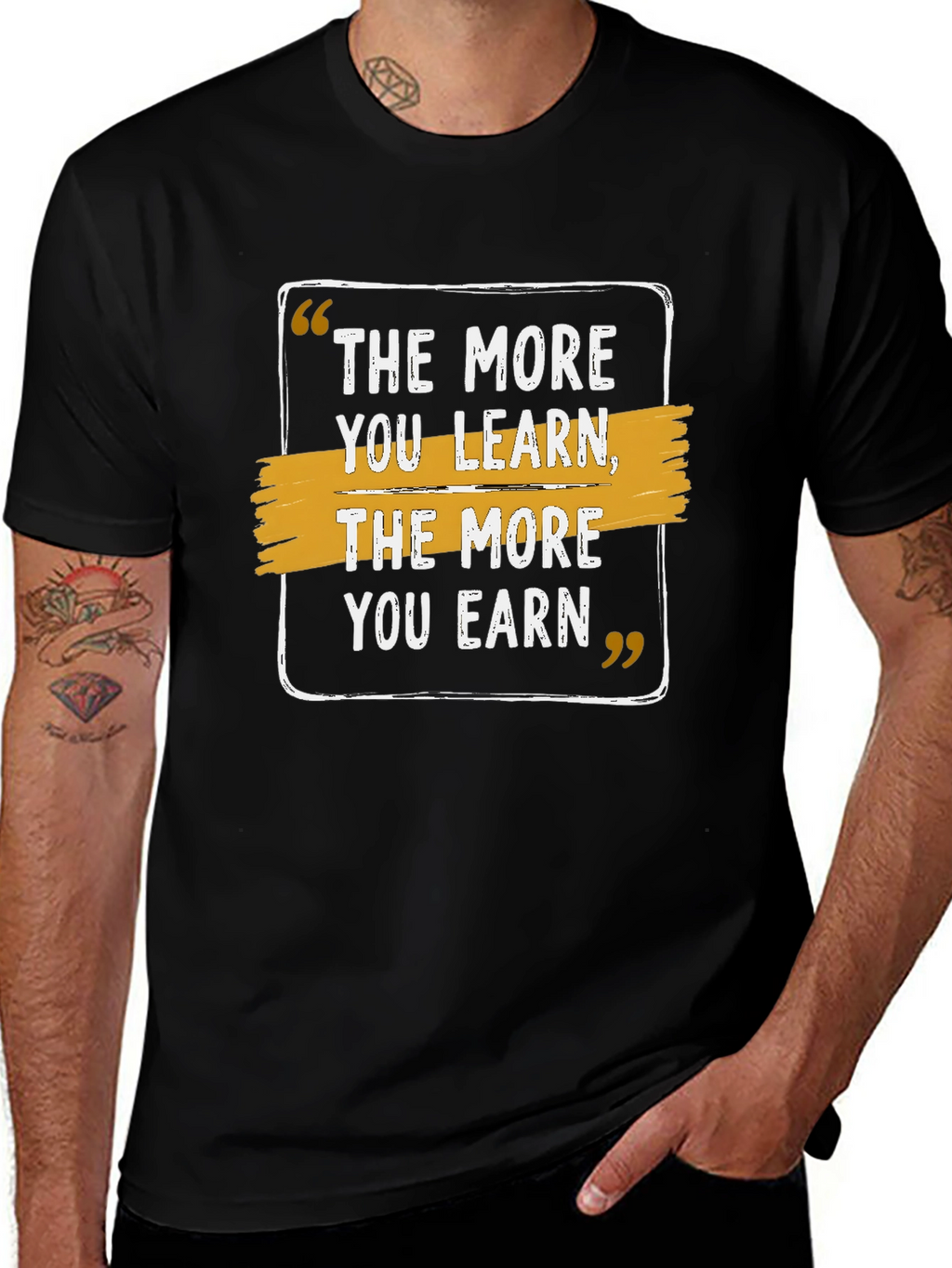 The More You Learn Earn Black T-Shirt