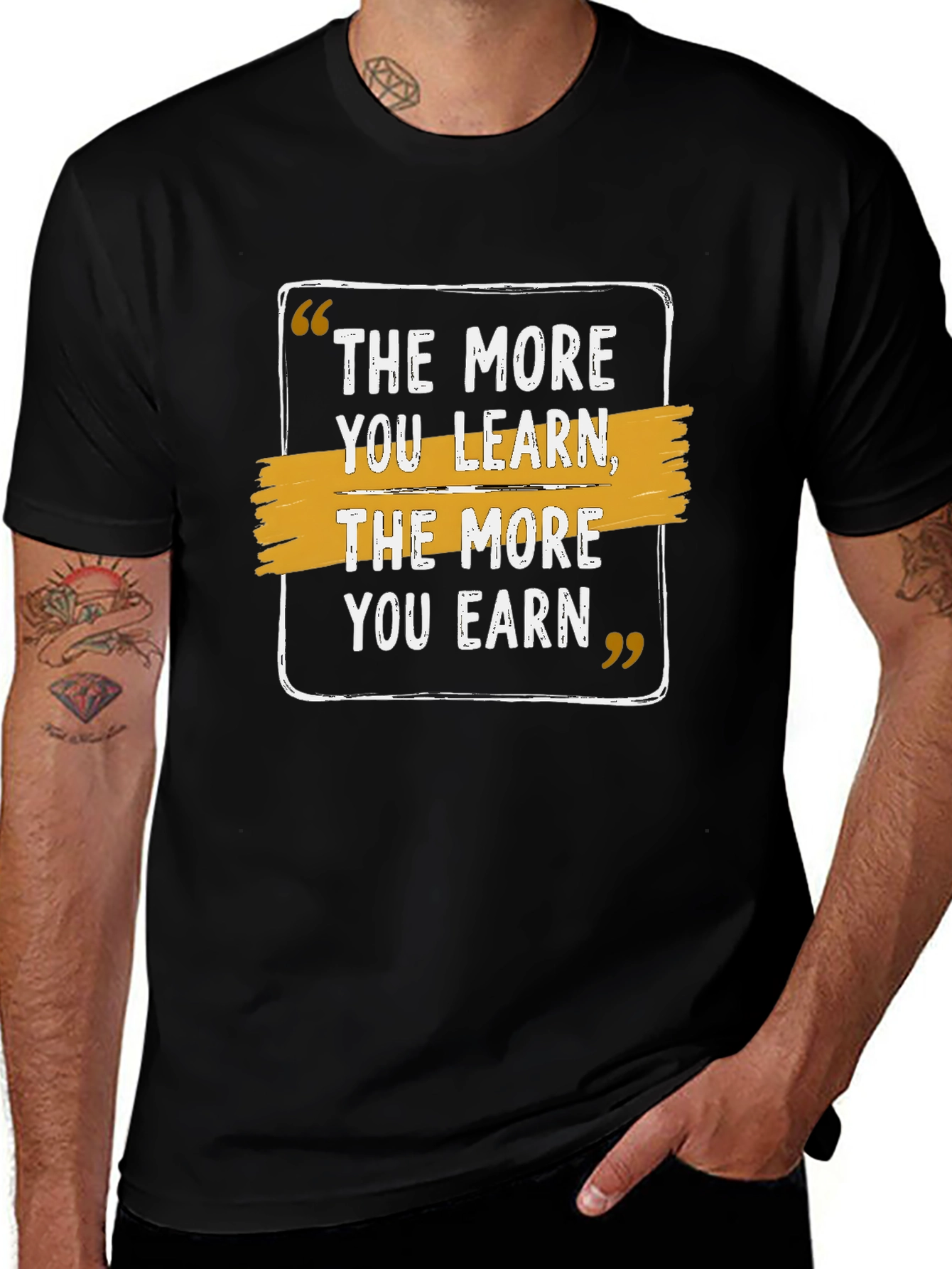 The More You Learn Earn Black T-Shirt