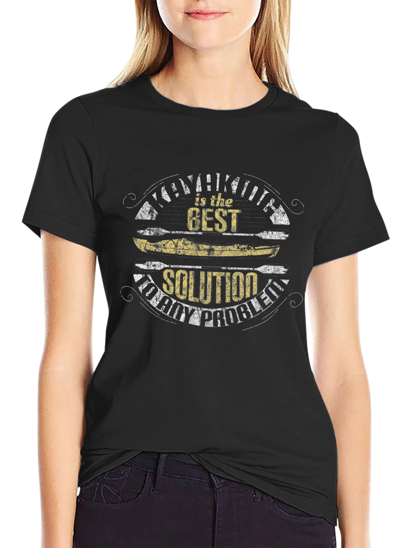Kayaking is the Best Solution Black T-Shirt