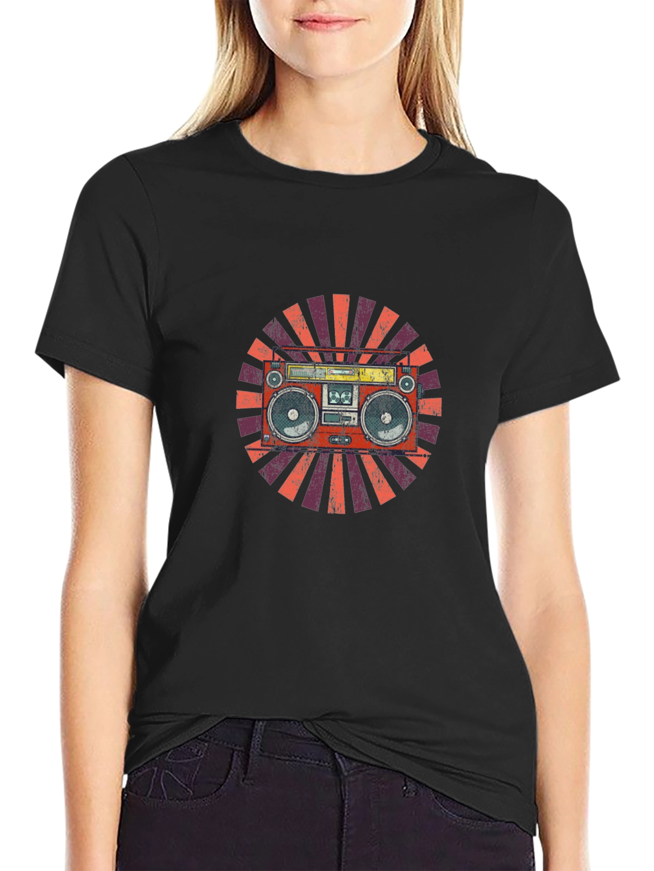 Retro Boombox Graphic Tee - Vintage Music Lover T-Shirt