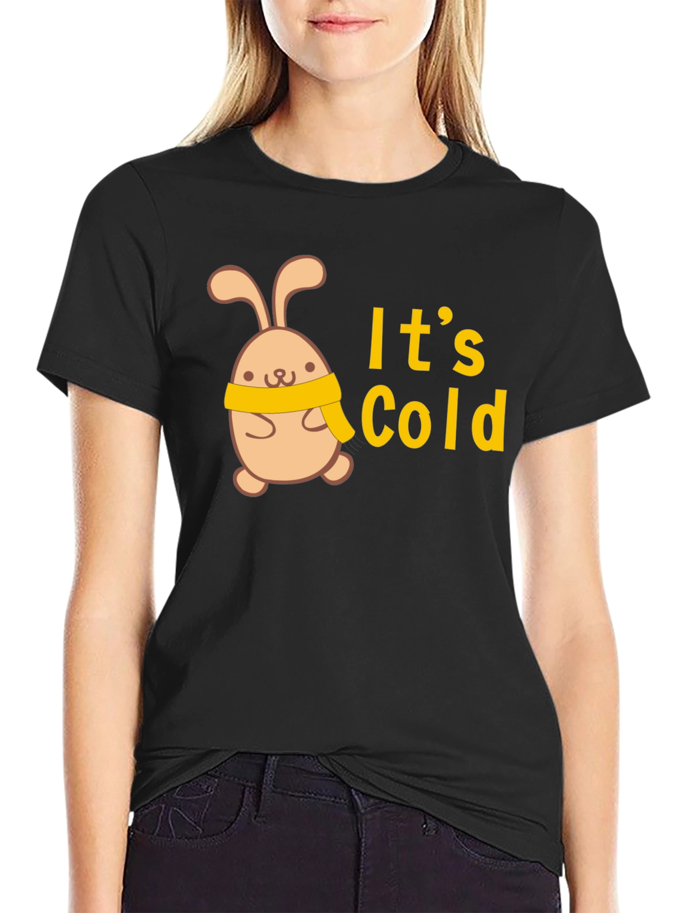 Cute Bunny Its Cold Graphic Tee