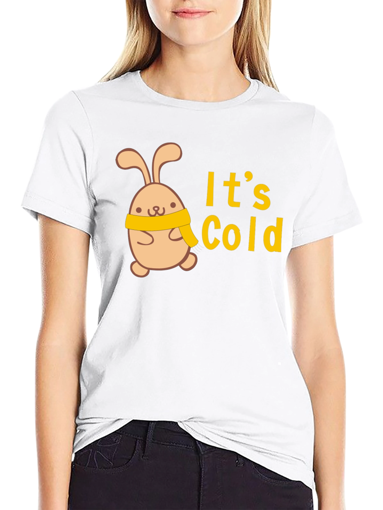 Cute Bunny Its Cold Graphic Tee