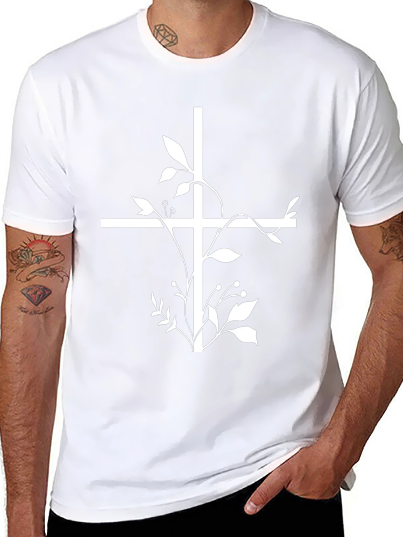 Floral Cross Graphic Tee - Christian T-Shirt