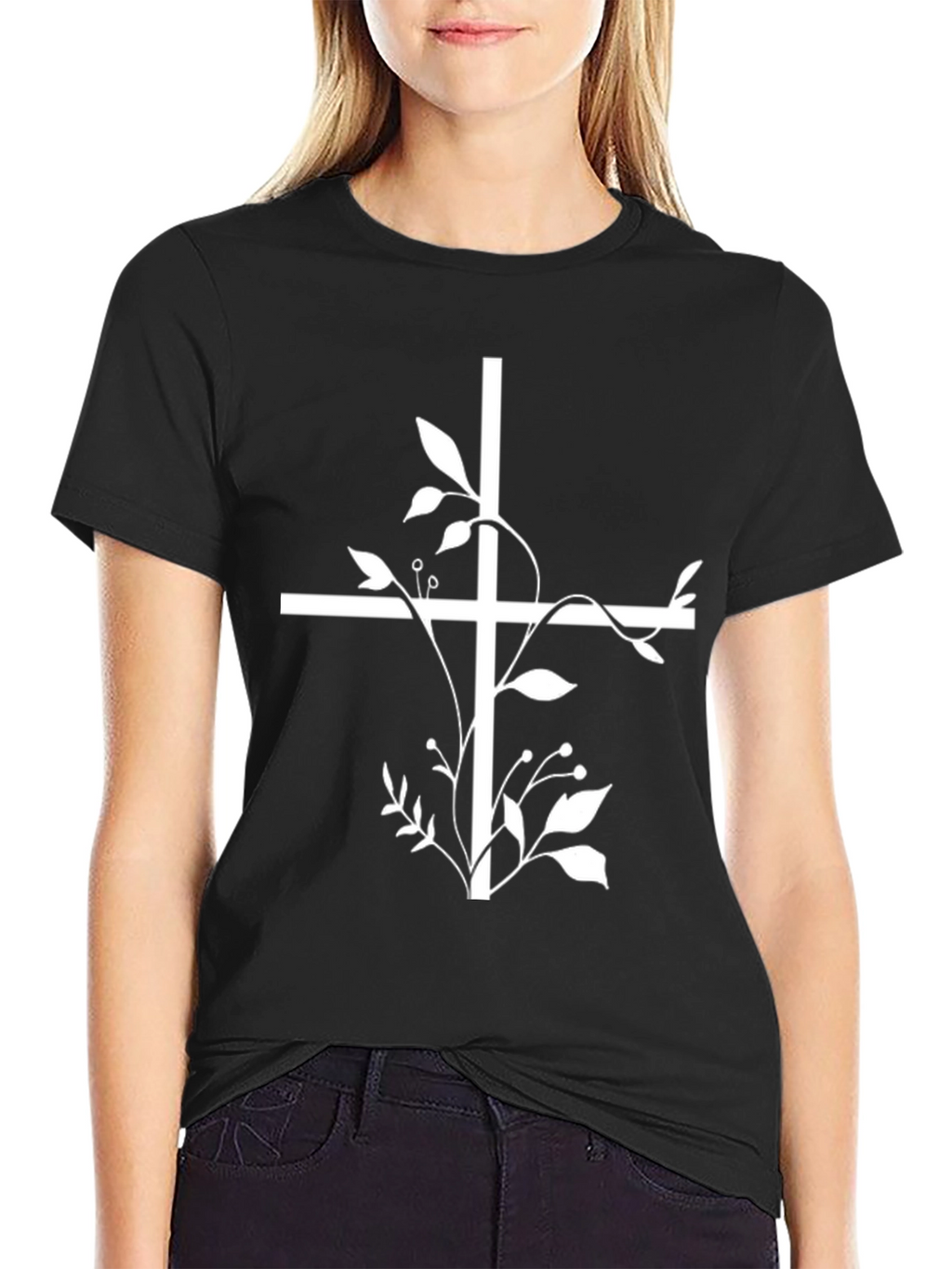 Floral Cross Graphic Tee - Christian T-Shirt