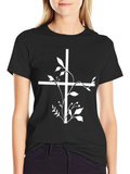 Floral Cross Graphic Tee - Christian T-Shirt