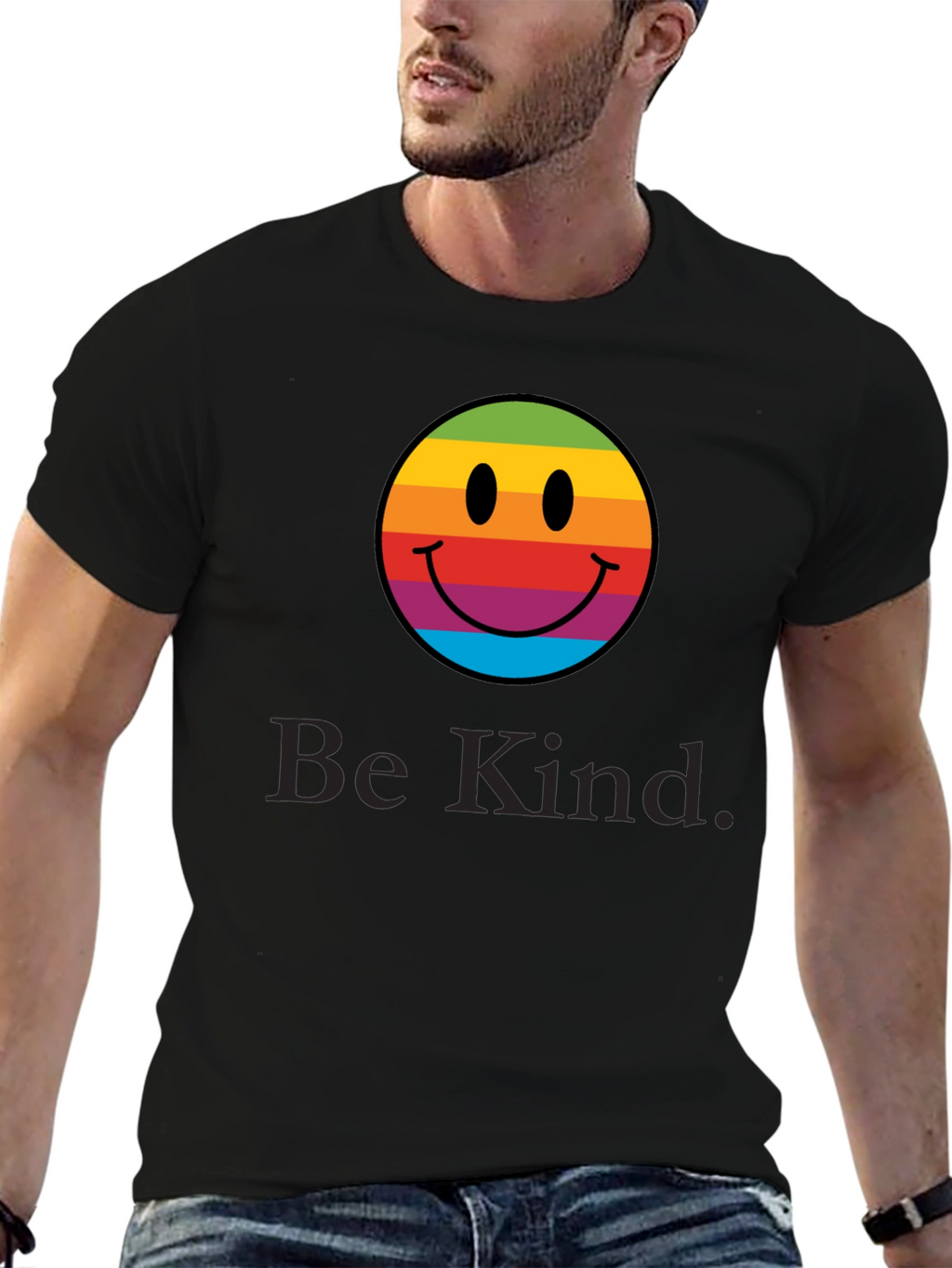 Rainbow Smiley Face T-Shirt - Be Kind Tee