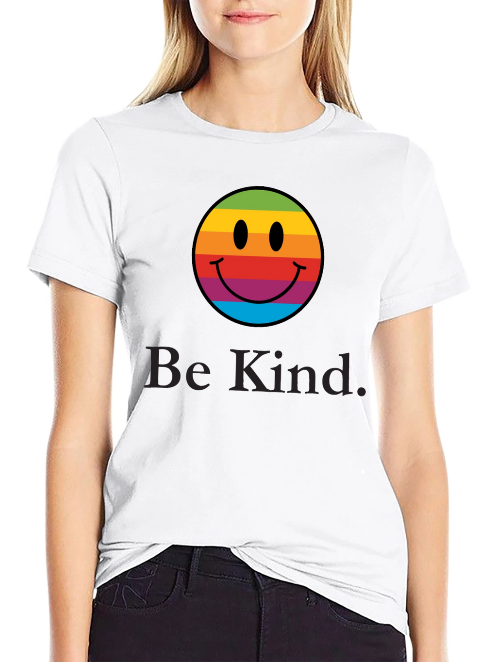Rainbow Smiley Face T-Shirt - Be Kind Tee