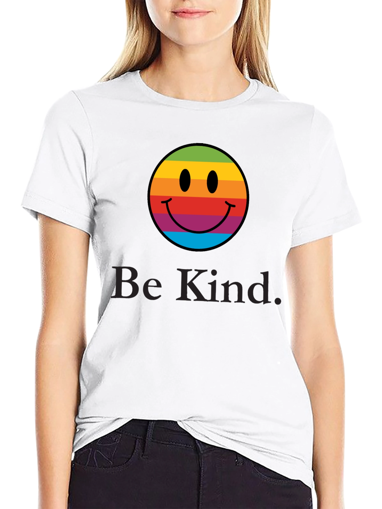 Rainbow Smiley Face T-Shirt - Be Kind Tee