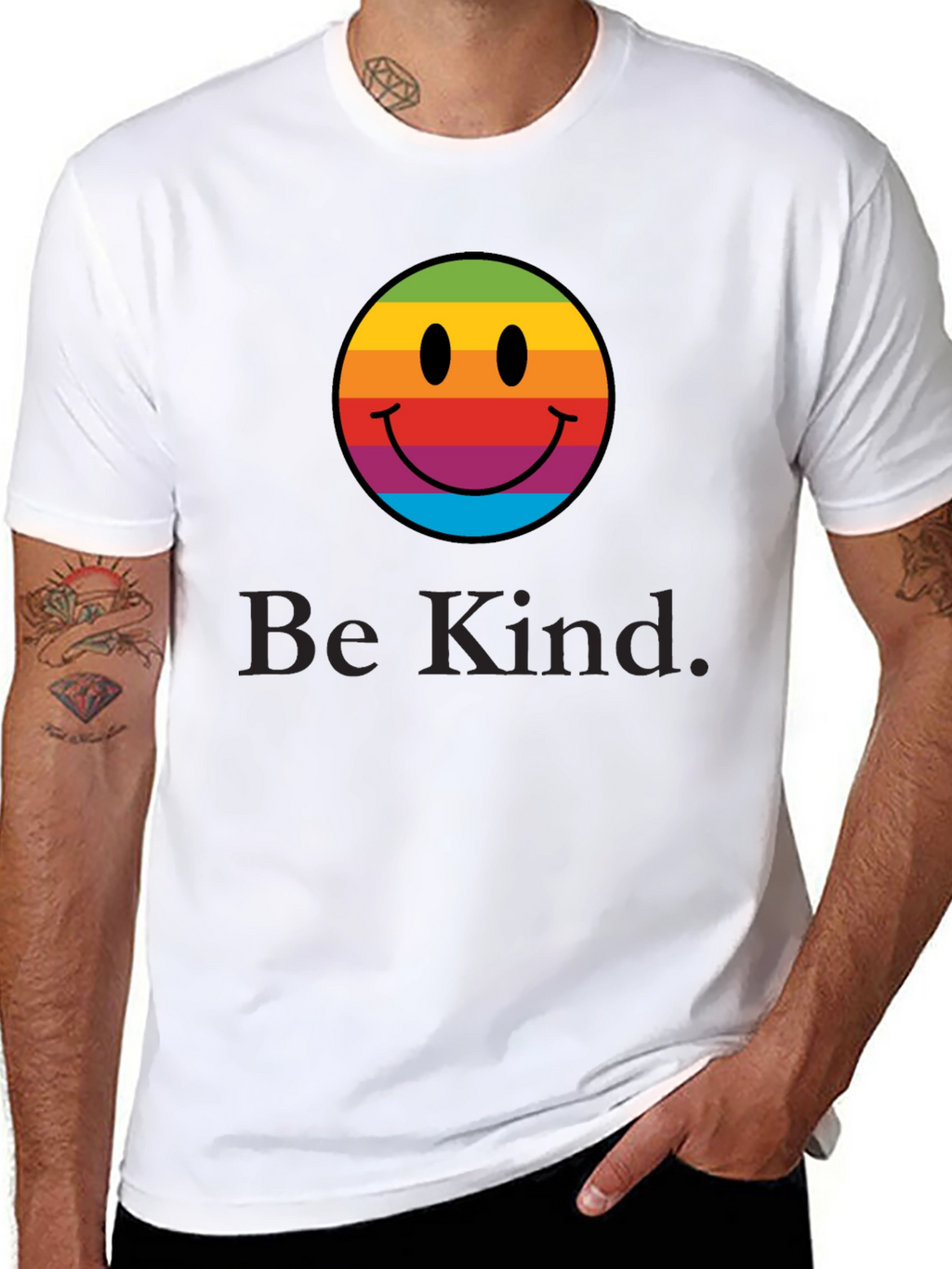 Rainbow Smiley Face T-Shirt - Be Kind Tee