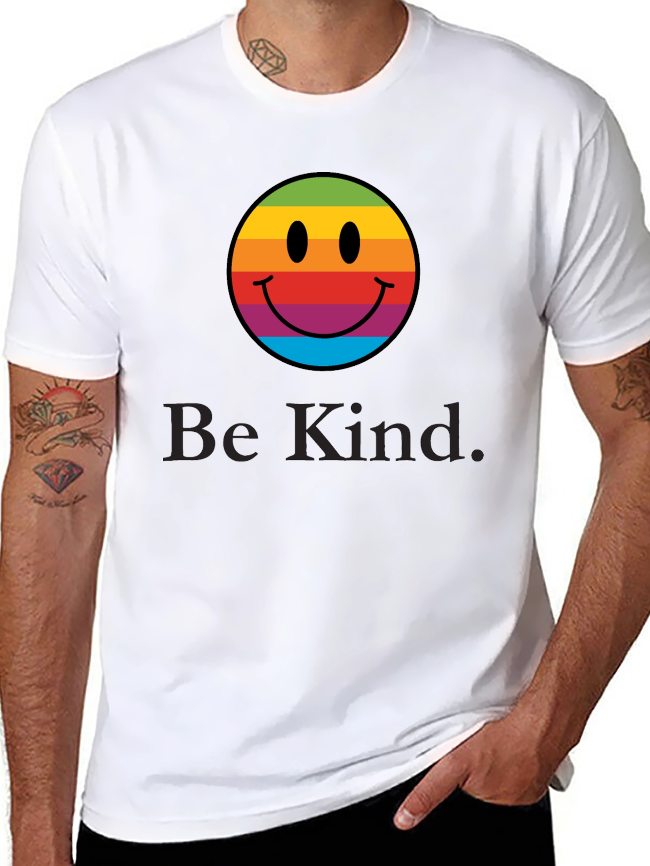 Rainbow Smiley Face T-Shirt - Be Kind Tee