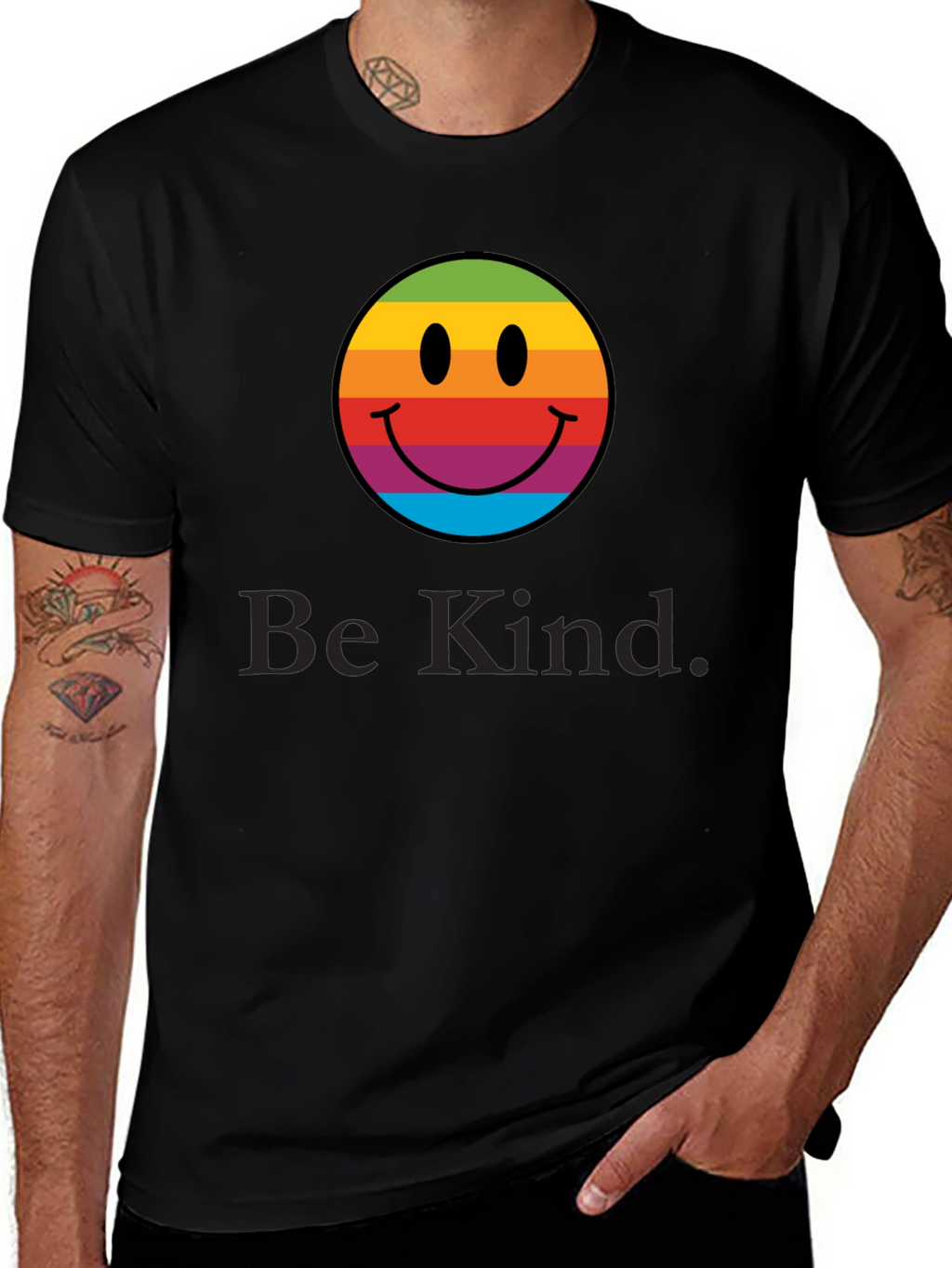 Rainbow Smiley Face T-Shirt - Be Kind Tee