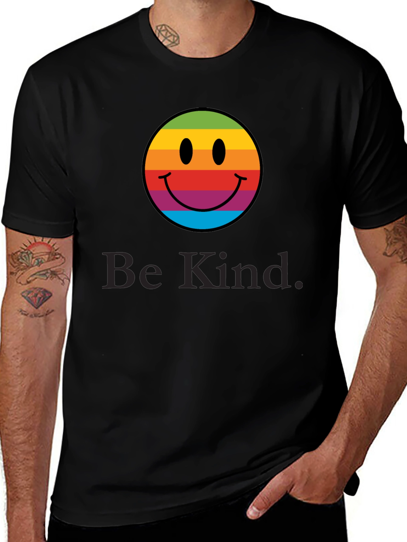 Rainbow Smiley Face T-Shirt - Be Kind Tee