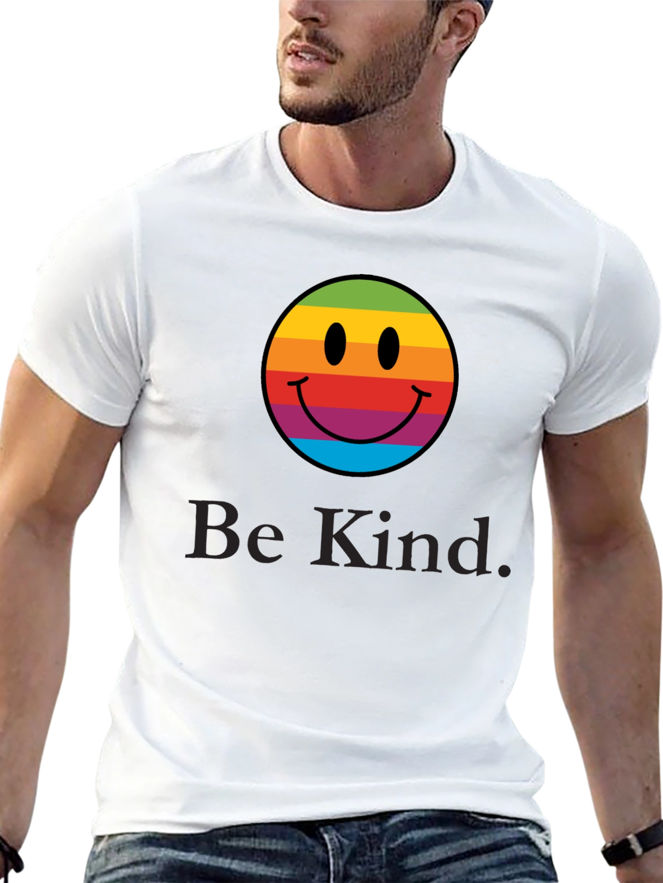 Rainbow Smiley Face T-Shirt - Be Kind Tee