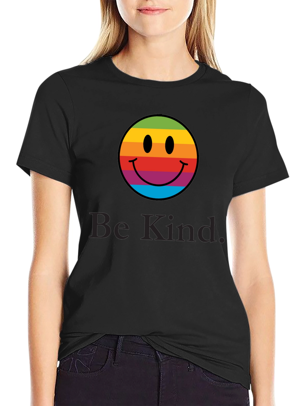 Rainbow Smiley Face T-Shirt - Be Kind Tee