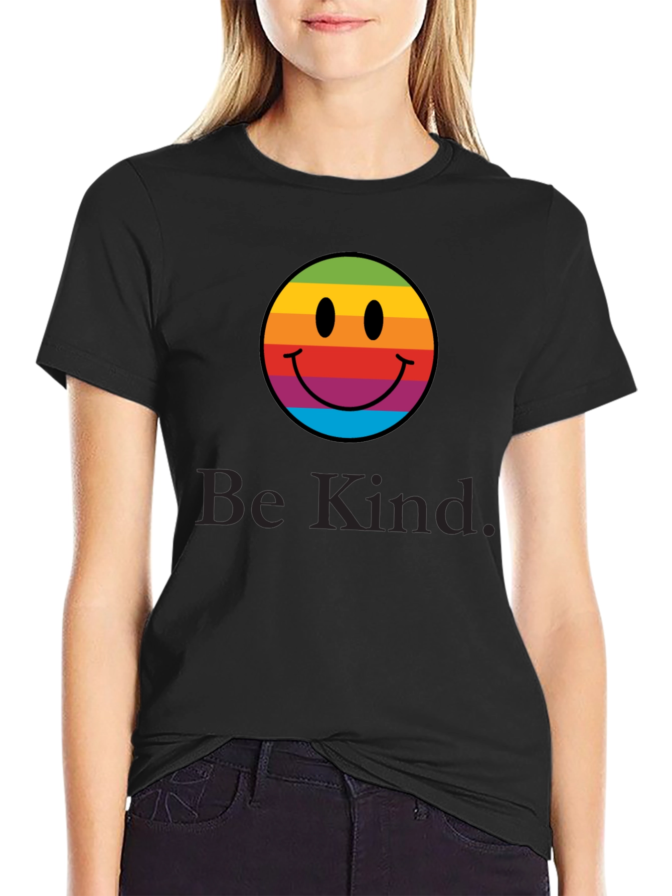 Rainbow Smiley Face T-Shirt - Be Kind Tee