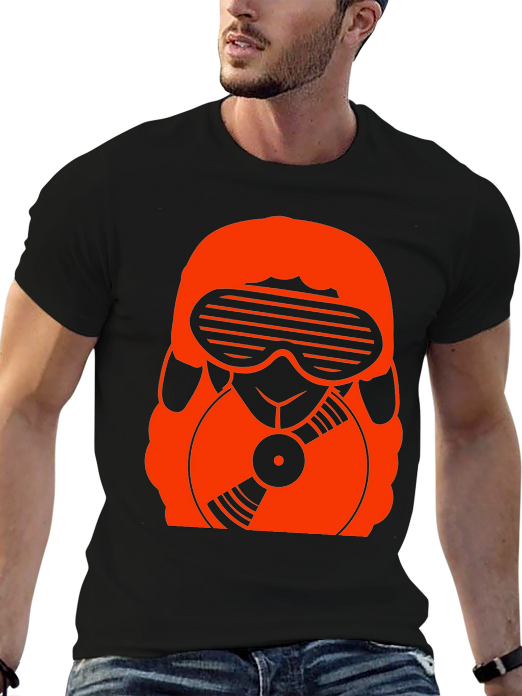 DJ Sheep Graphic T-Shirt - Black Cotton Tee