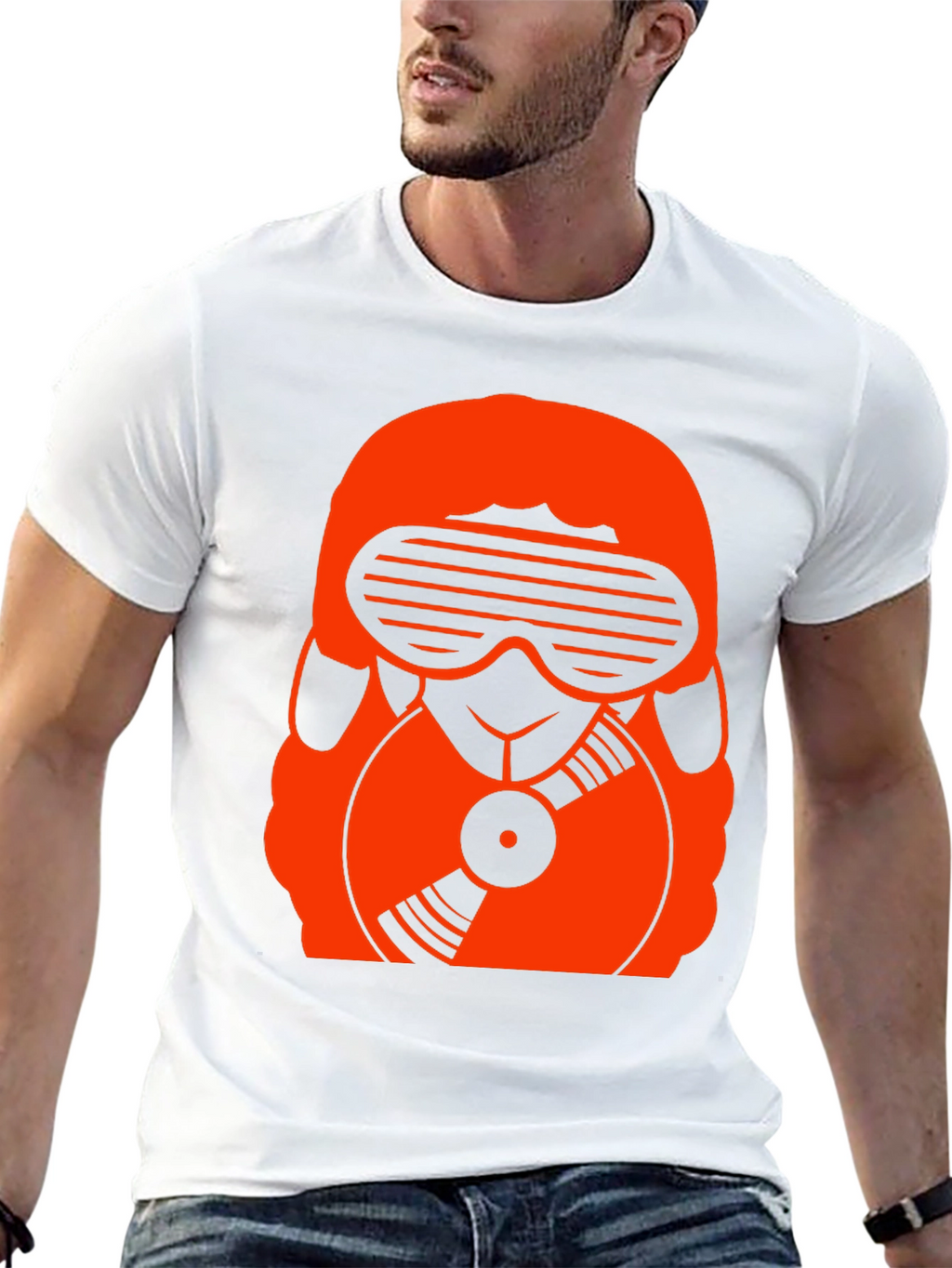 DJ Sheep Graphic T-Shirt - Black Cotton Tee