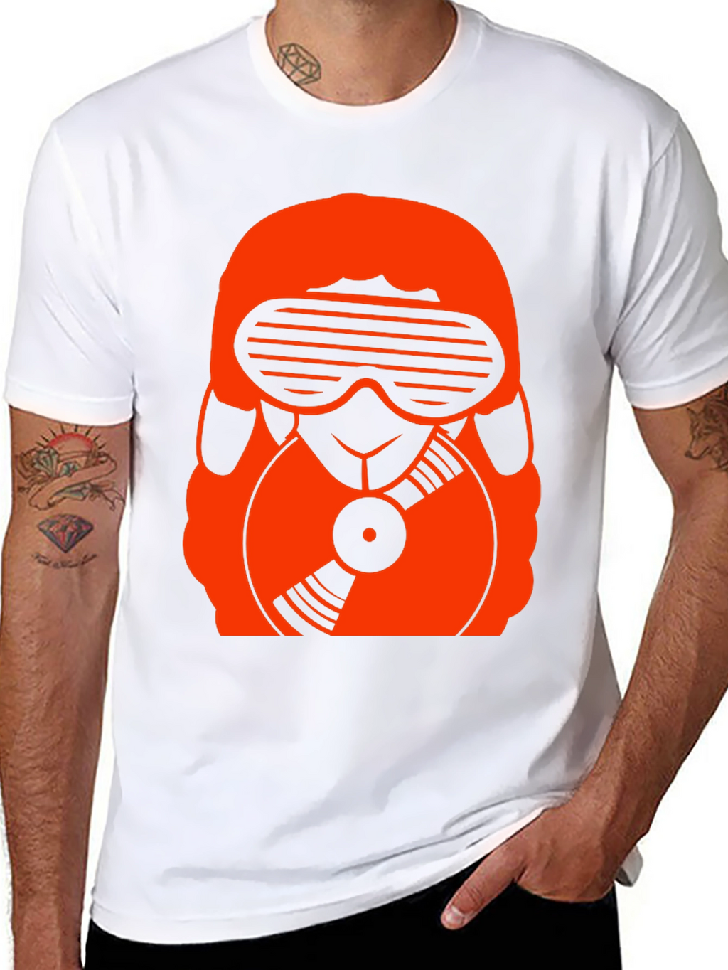 DJ Sheep Graphic T-Shirt - Black Cotton Tee