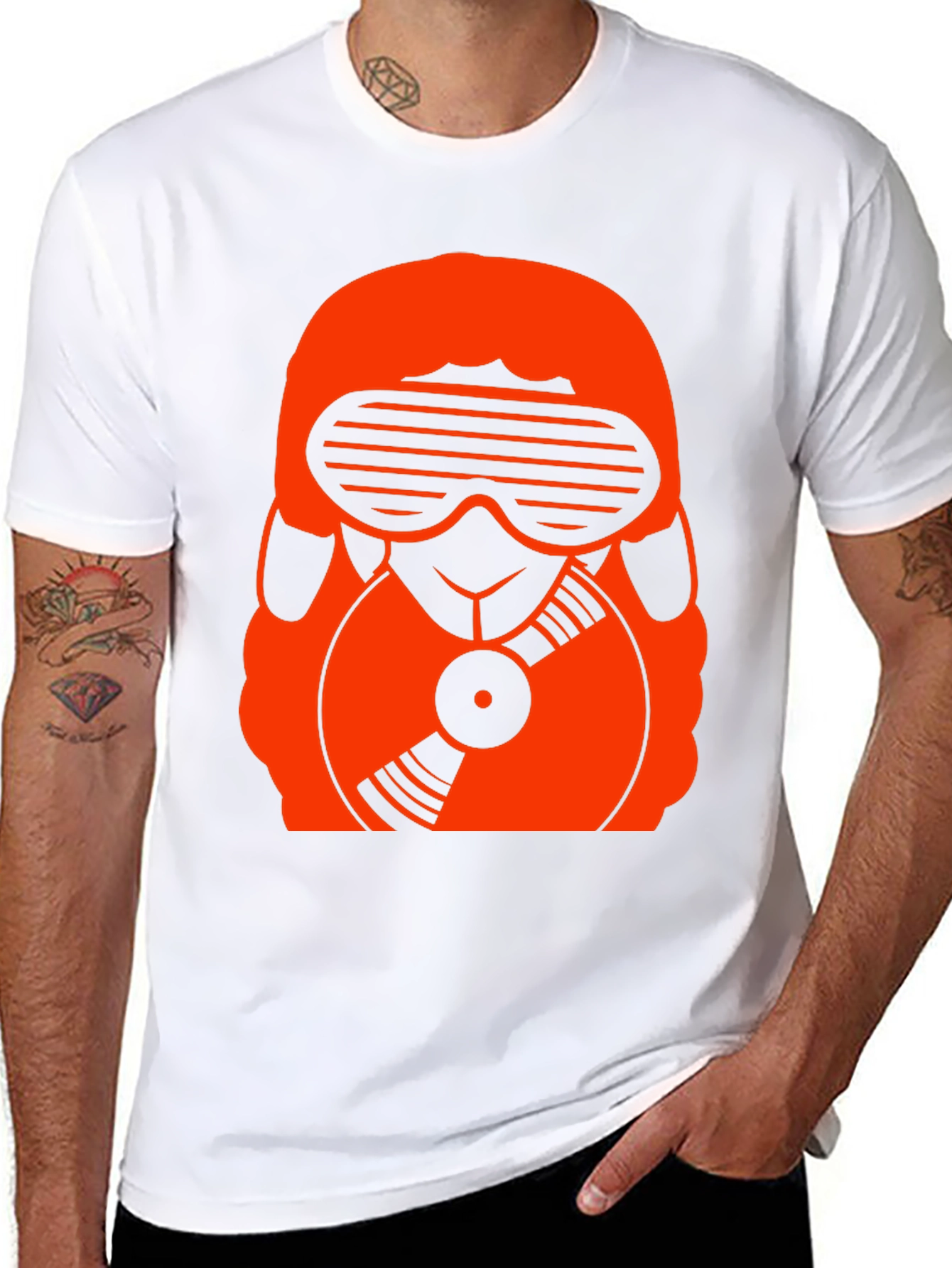 DJ Sheep Graphic T-Shirt - Black Cotton Tee