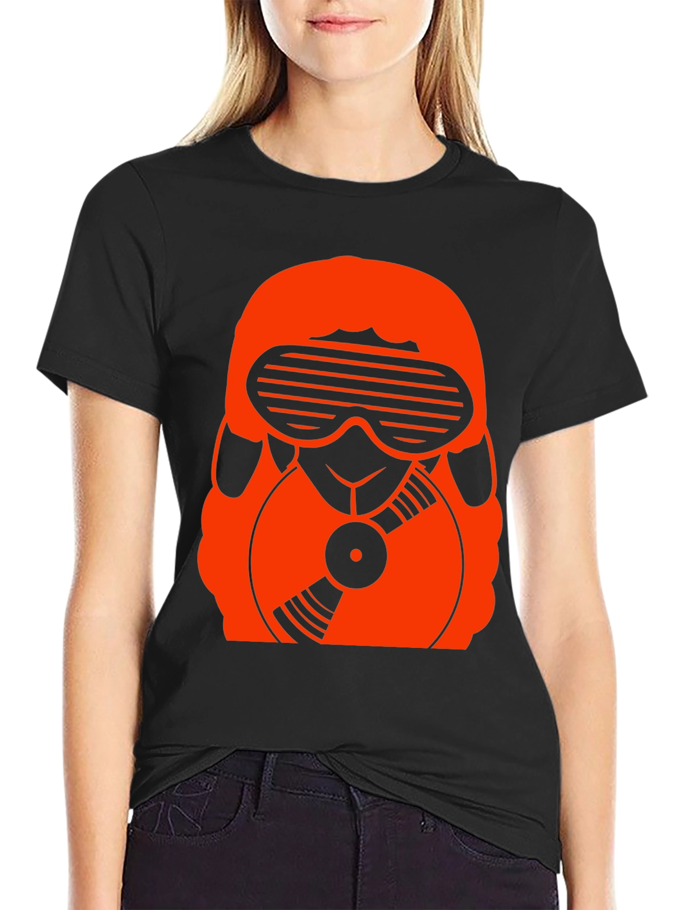 DJ Sheep Graphic T-Shirt - Black Cotton Tee