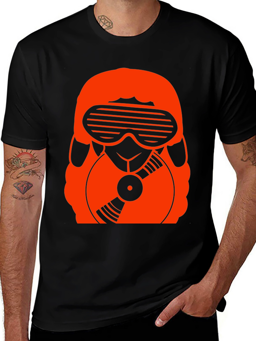 DJ Sheep Graphic T-Shirt - Black Cotton Tee
