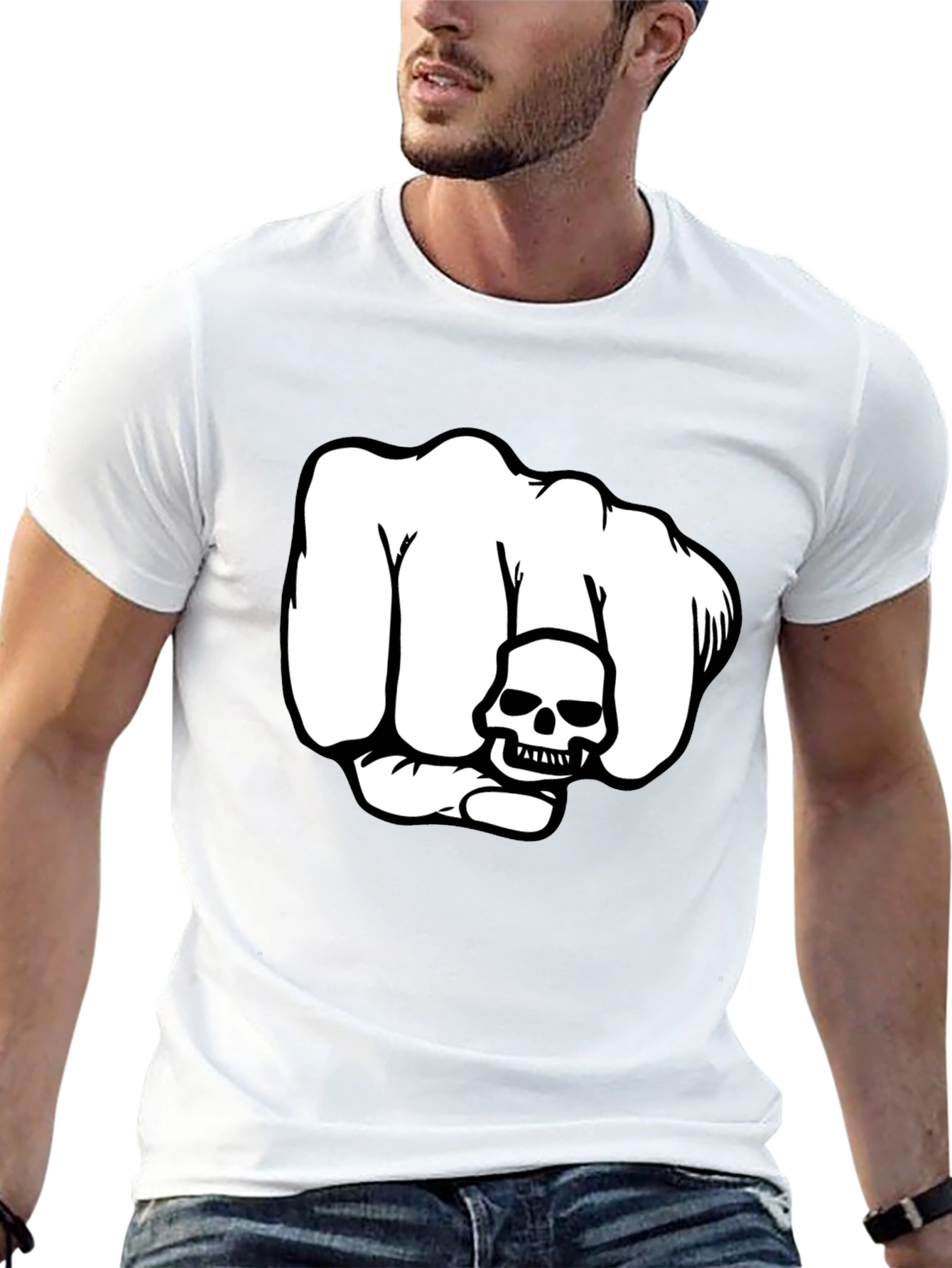 Skull Fist Graphic T-Shirt - Bold Design Black Tee