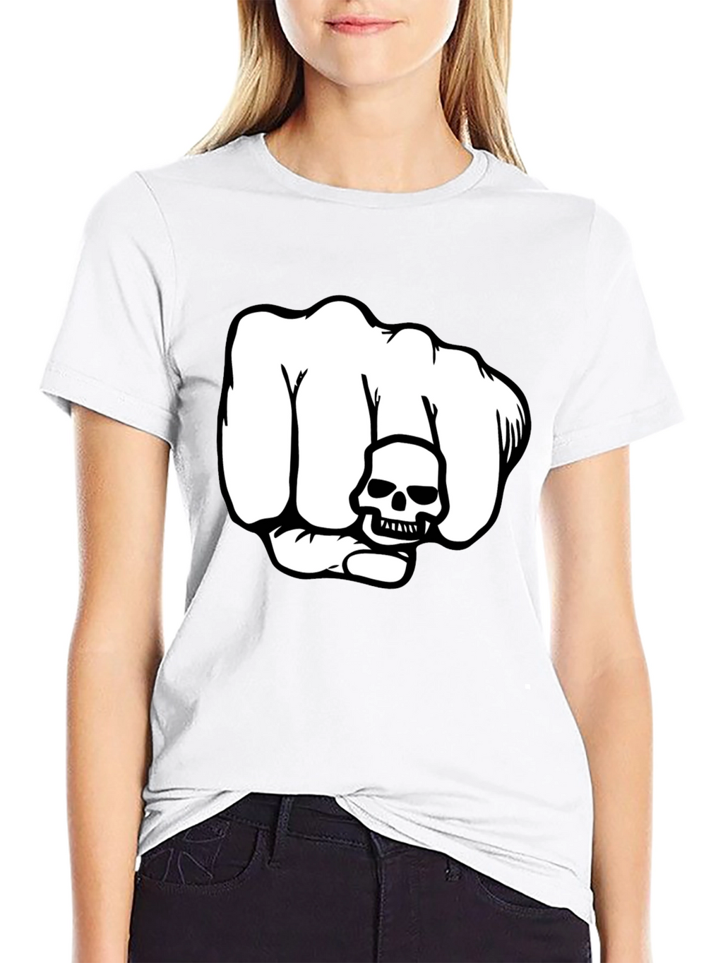 Skull Fist Graphic T-Shirt - Bold Design Black Tee