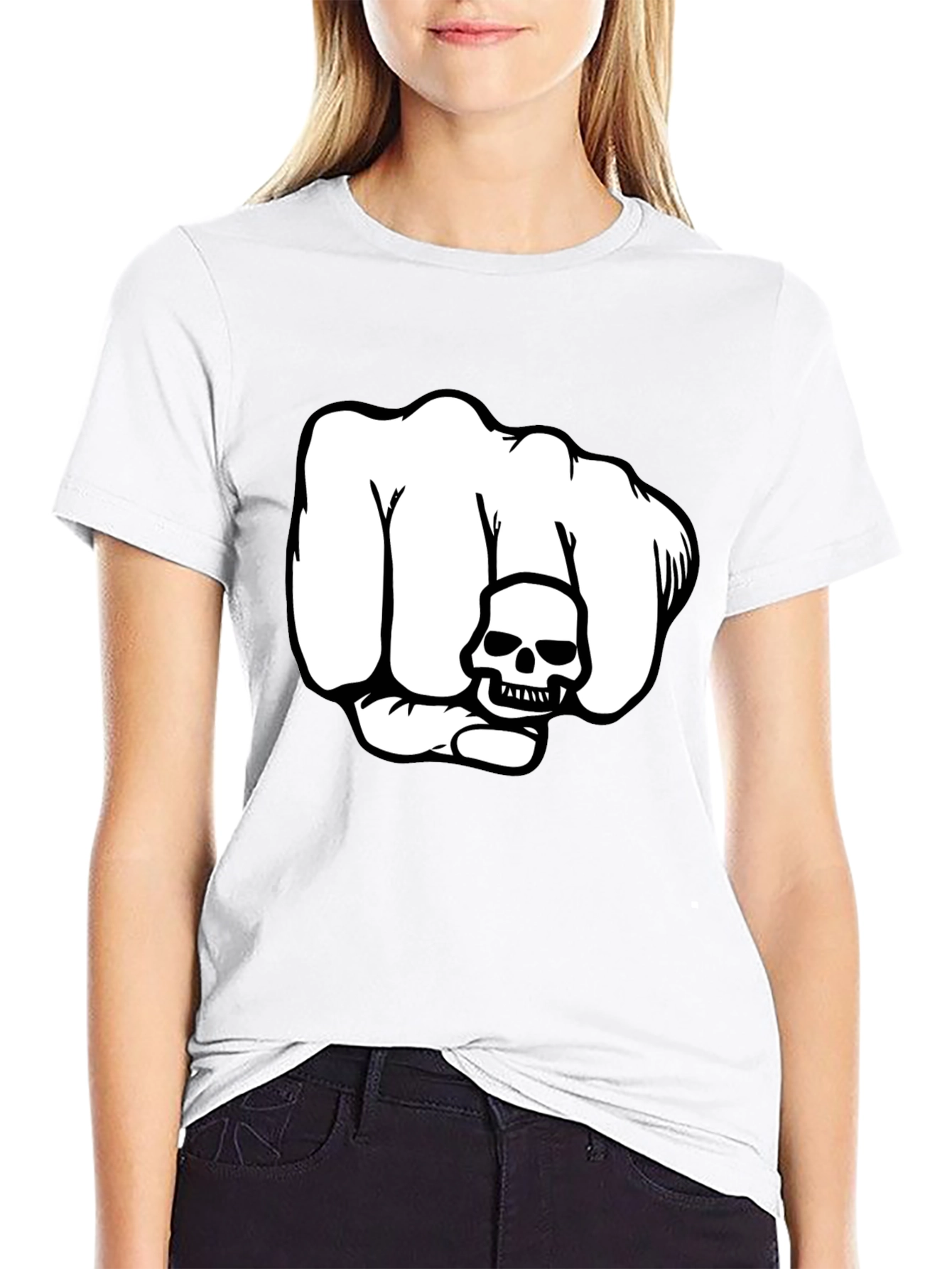 Skull Fist Graphic T-Shirt - Bold Design Black Tee