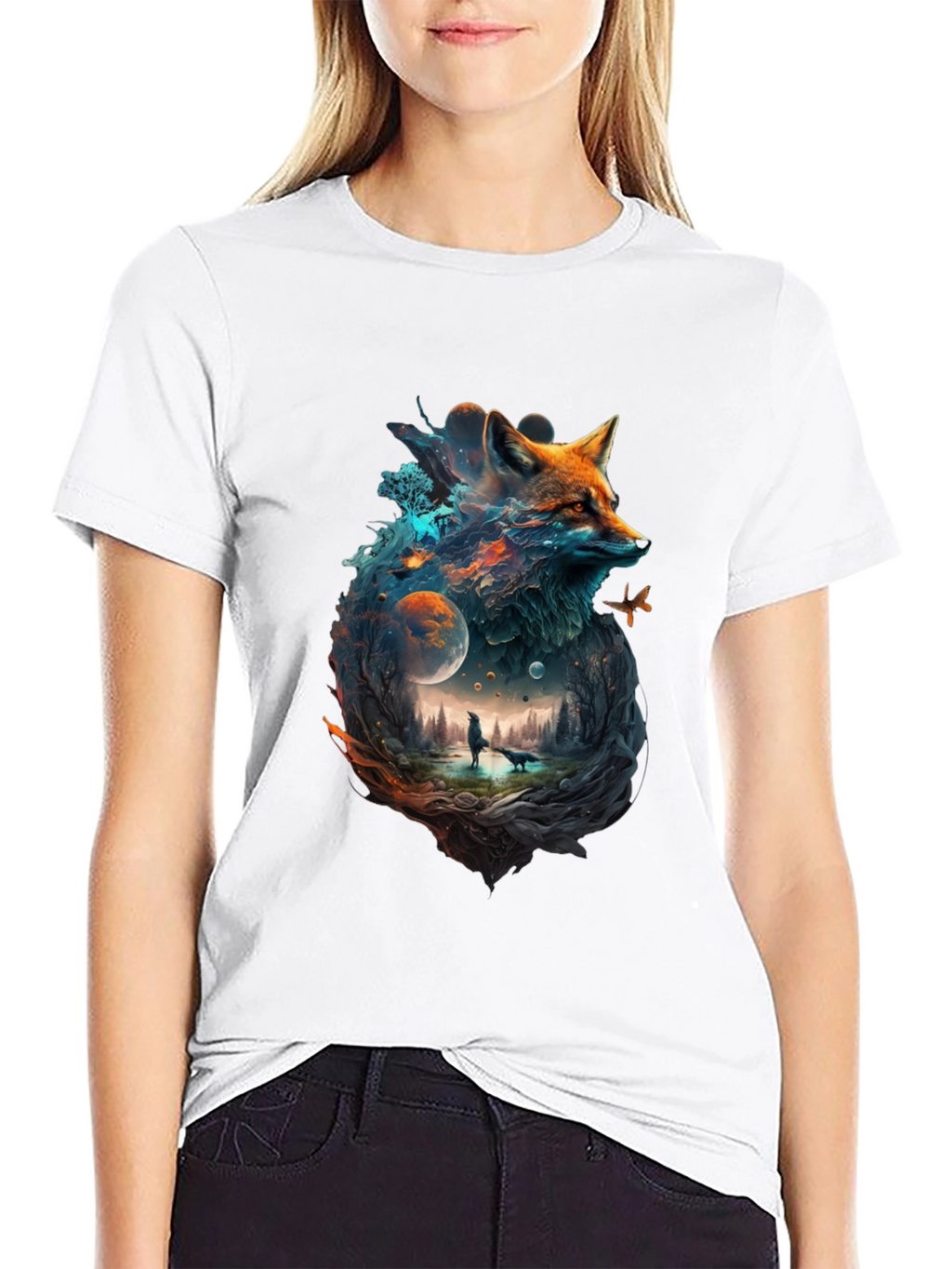 Mystical Fox Universe Graphic T-Shirt