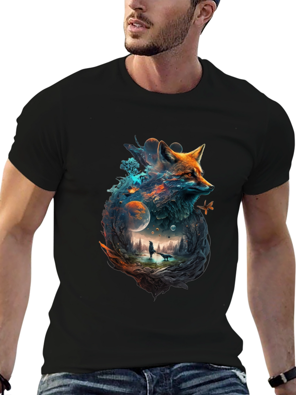 Mystical Fox Universe Graphic T-Shirt