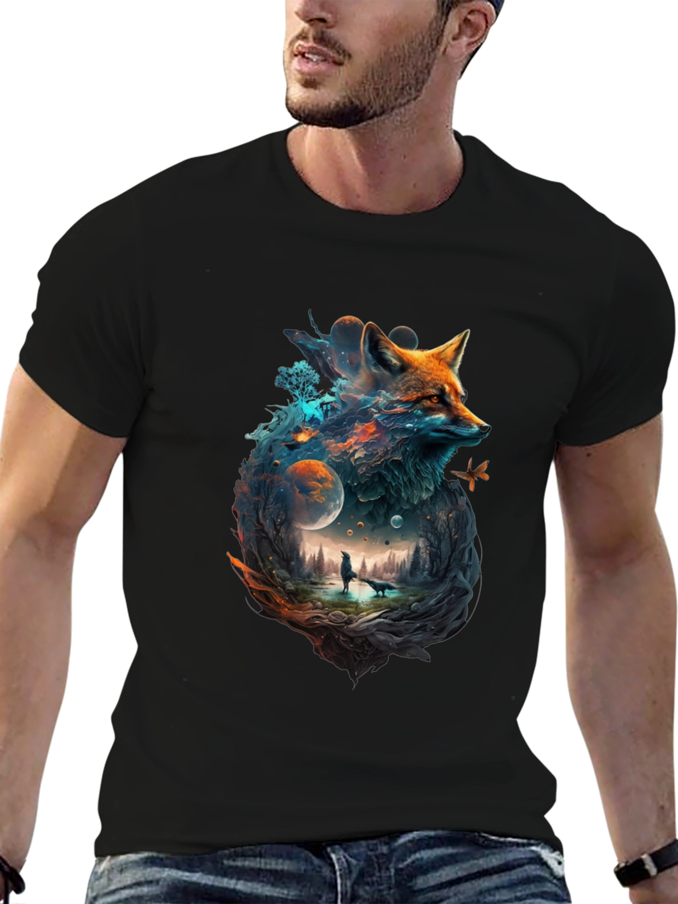 Mystical Fox Universe Graphic T-Shirt