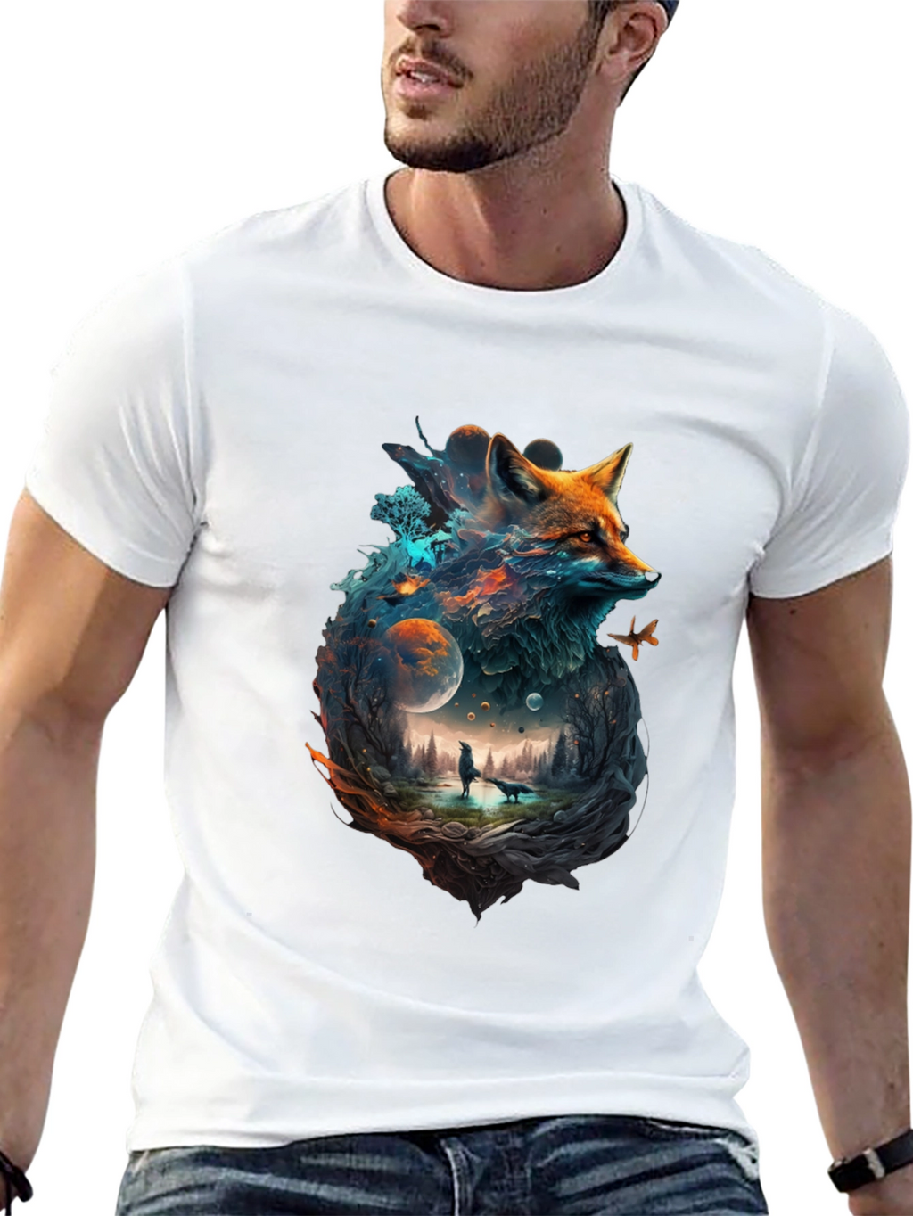 Mystical Fox Universe Graphic T-Shirt
