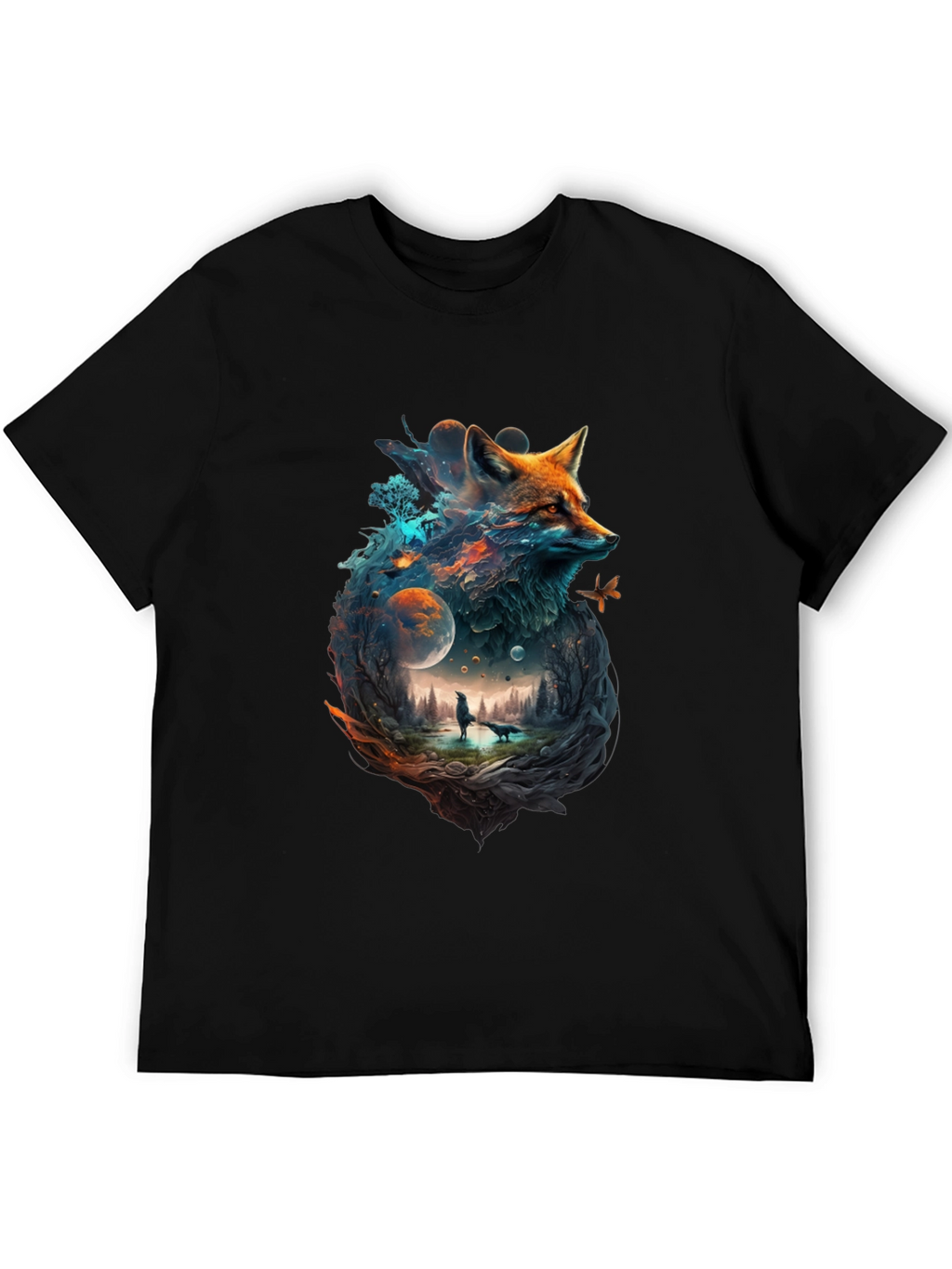 Mystical Fox Universe Graphic T-Shirt