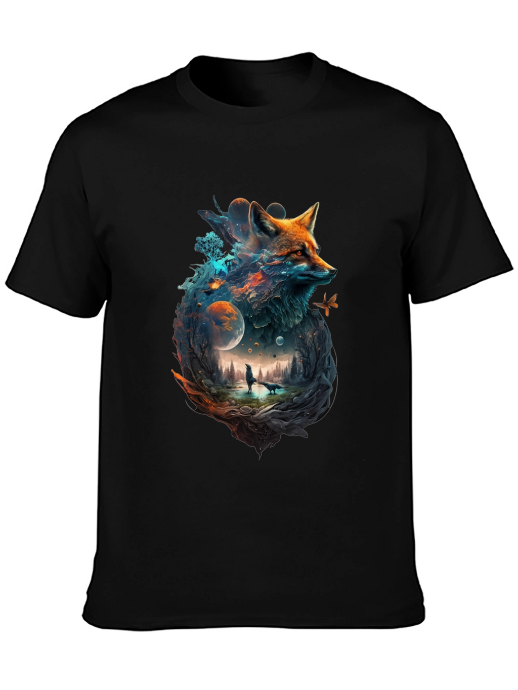 Mystical Fox Universe Graphic T-Shirt