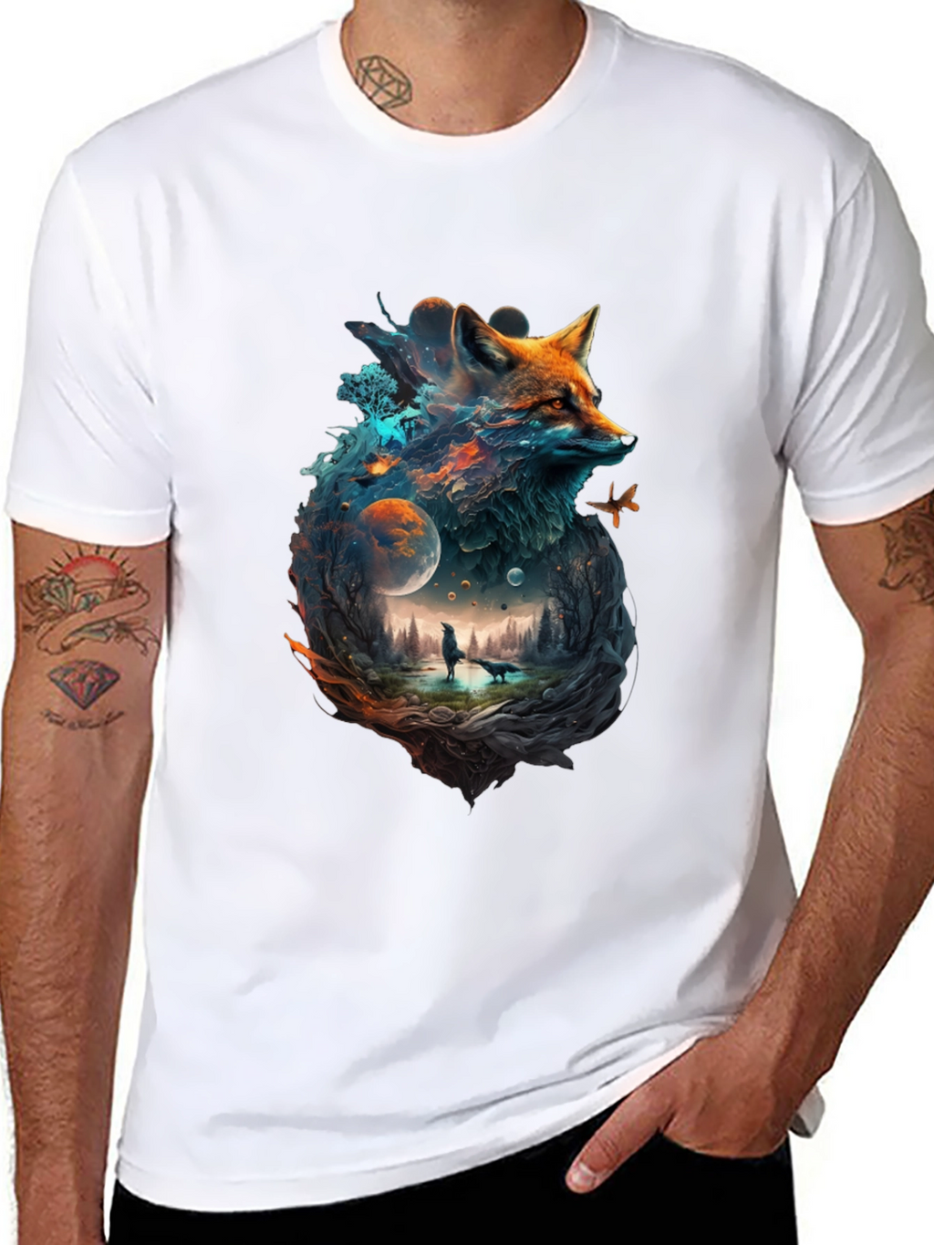 Mystical Fox Universe Graphic T-Shirt