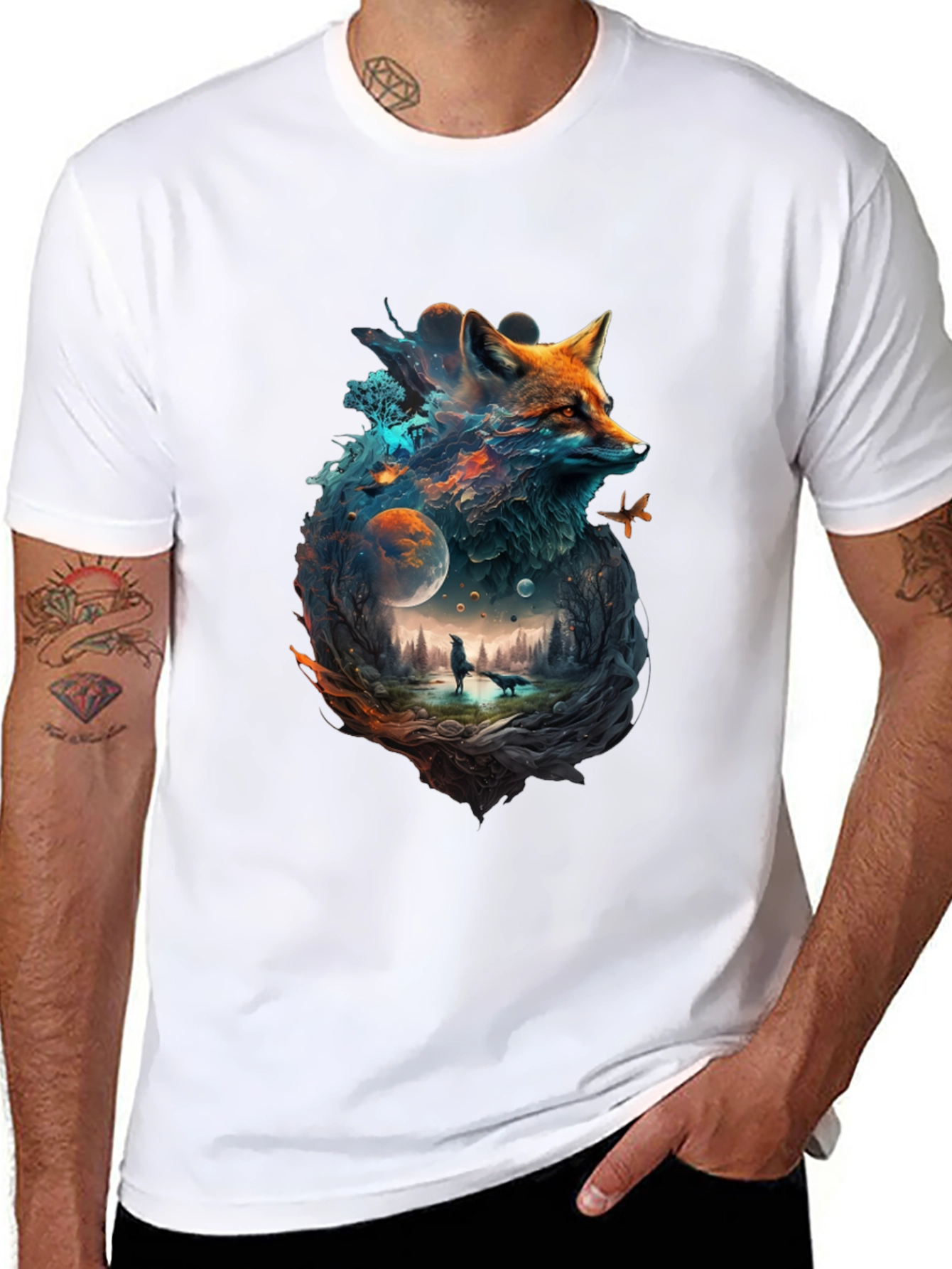 Mystical Fox Universe Graphic T-Shirt