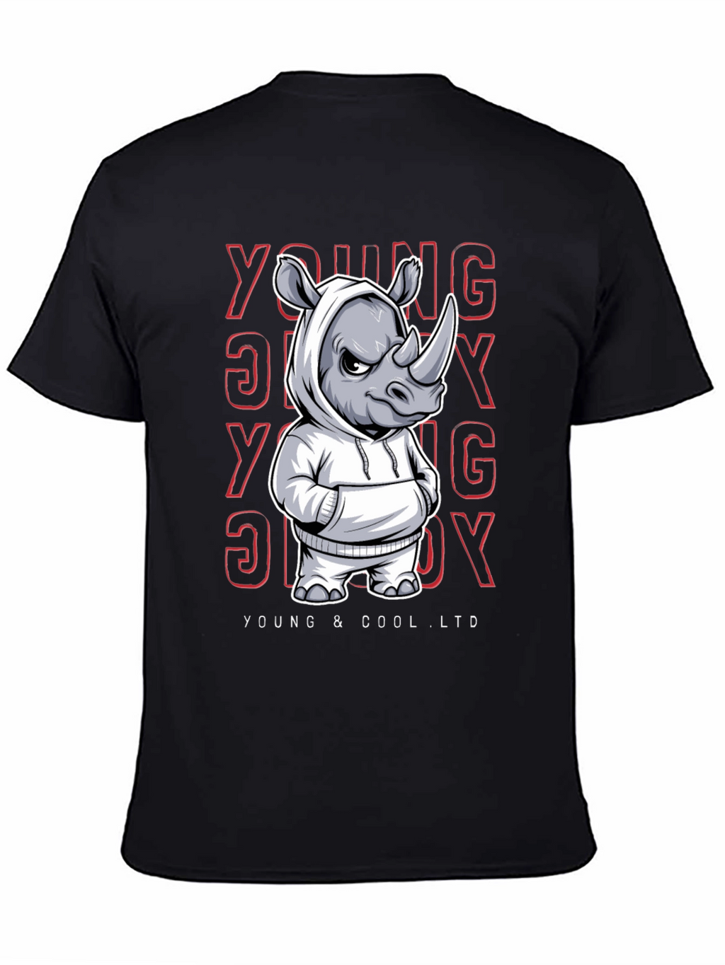 Cool Rhino in Hoodie Graphic T-Shirt