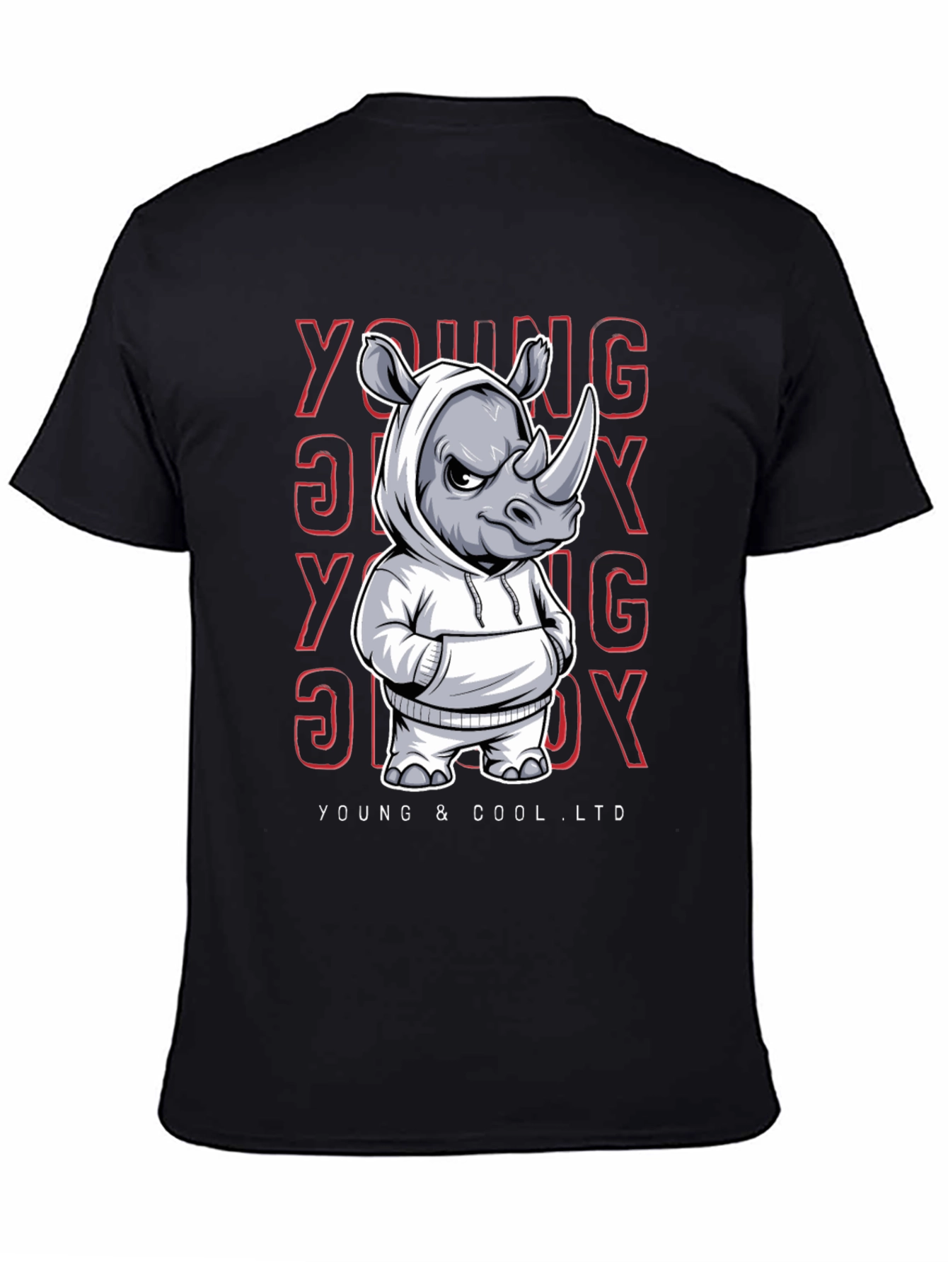Cool Rhino in Hoodie Graphic T-Shirt